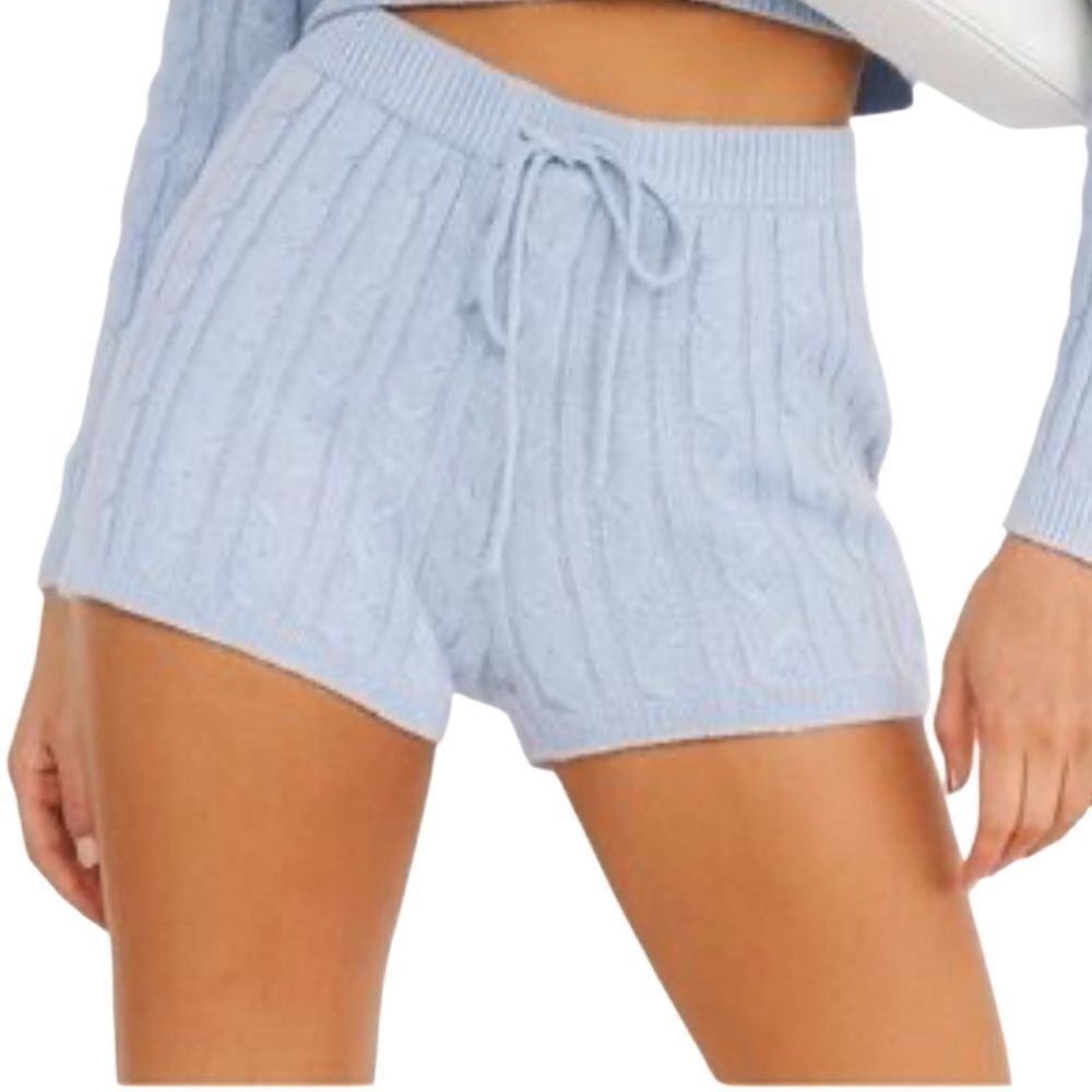 It’s Our Time light blue cable knit lounge shorts Size Medium